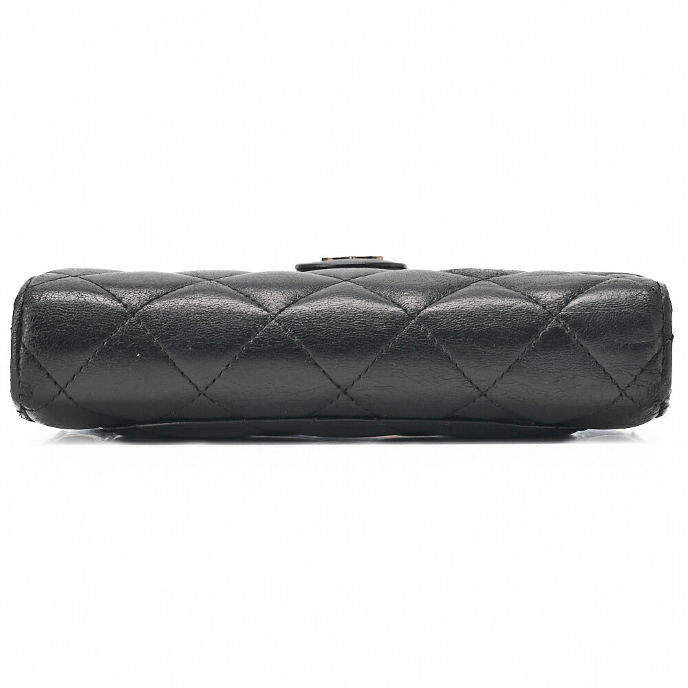 CHANEL Bi-Fold Wallet Matelasse Lambskin Black Silver-Tone Hardware Pre-Owned - Vintage La Charme