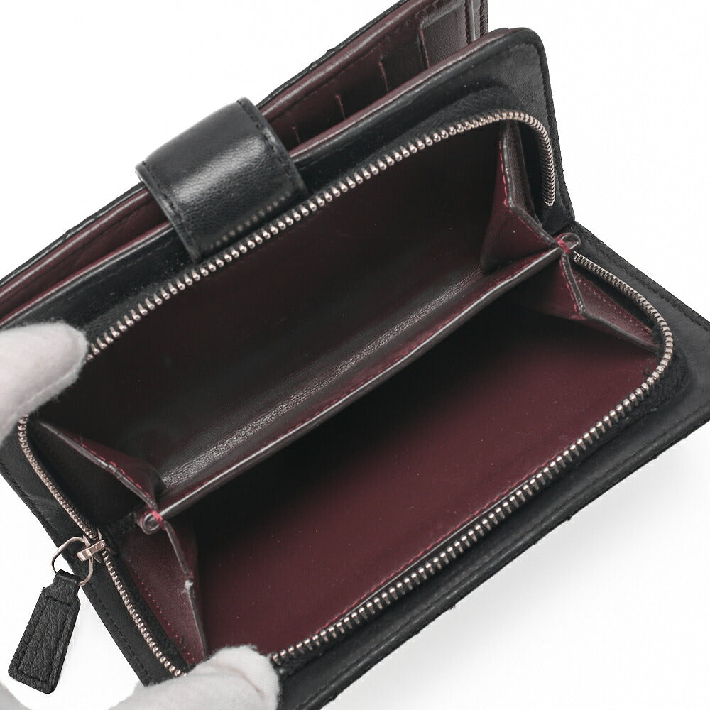 CHANEL Bi-Fold Wallet Matelasse Lambskin Black Silver-Tone Hardware Pre-Owned - Vintage La Charme