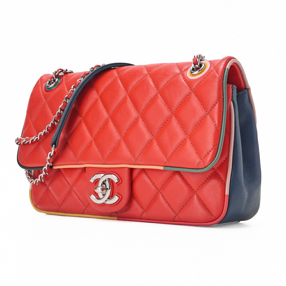 CHANEL Shoulder Bag Matelasse Denim Blue Single Flap Turn Lock Silver-Tone Hardware Pre-Owned - Vintage La Charme