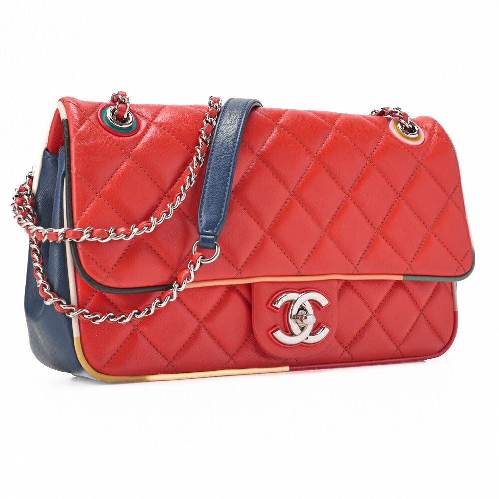 CHANEL Shoulder Bag Matelasse Denim Blue Single Flap Turn Lock Silver-Tone Hardware Pre-Owned - Vintage La Charme