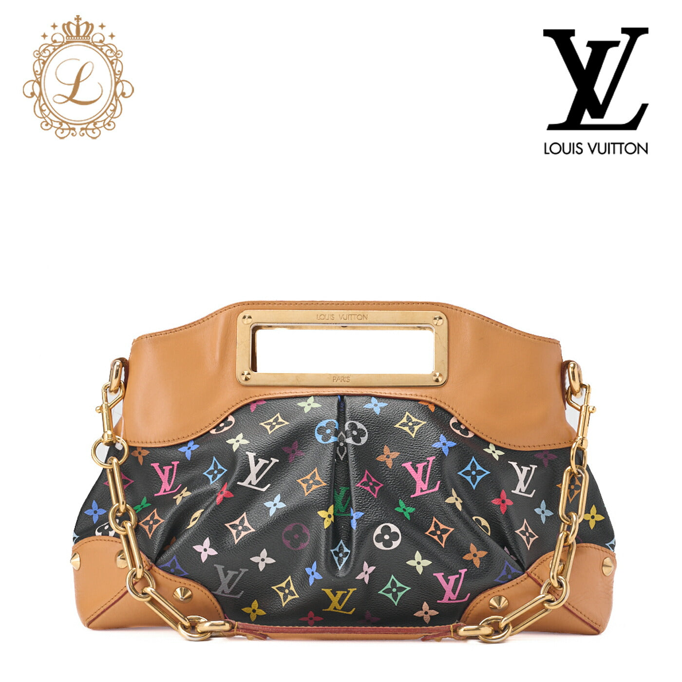 Louis Vuitton Shoulder Bag 2WAY Monogram Multicolor Canvas Noir Gold-Tone Hardware Pre-Owned - Vintage La Charme