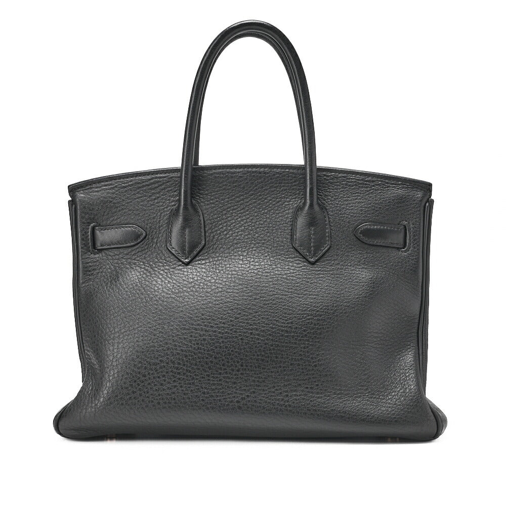 HERMES Birkin 30 Handbag Tryon Clemence Black Gold-Tone Hardware Pre-Owned - Vintage La Charme