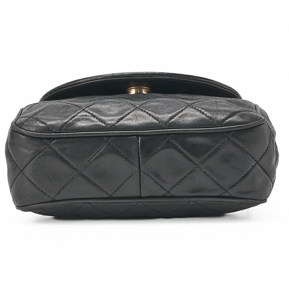 CHANEL Shoulder Bag Matelasse Outside Flap Fringe Chain Shoulder Lambskin Black Gold-Tone Hardware Pre-Owned - Vintage La Charme