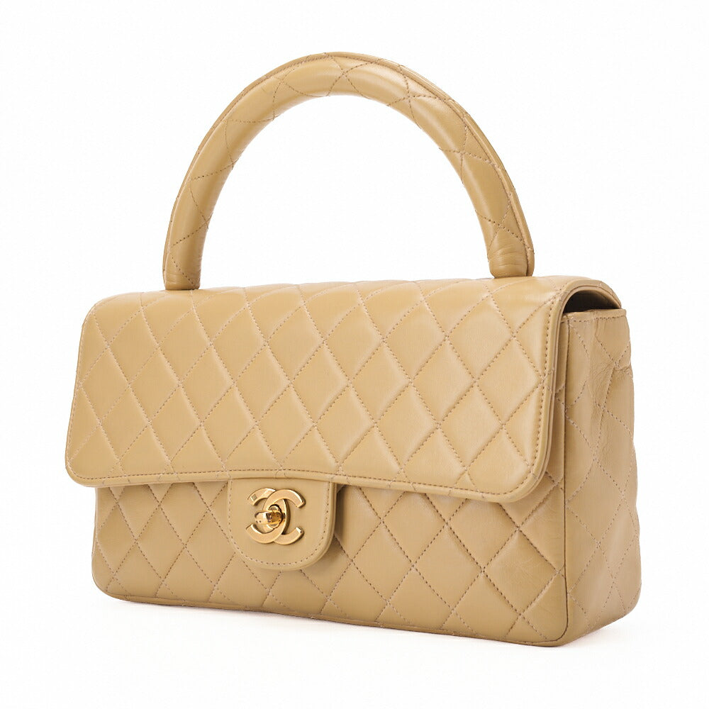 CHANEL Handbag Matelasse Coco Handle Lambskin Beige Gold-Tone Hardware Pre-Owned - Vintage La Charme