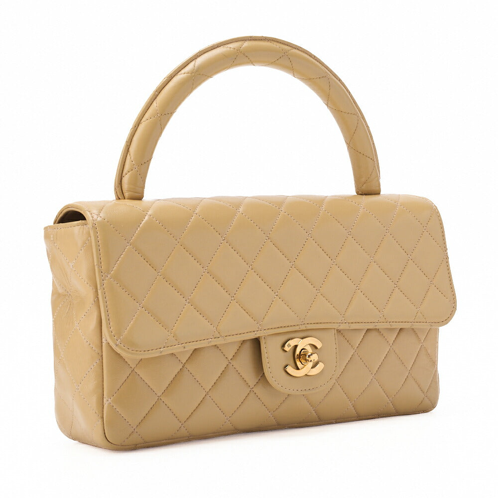 CHANEL Handbag Matelasse Coco Handle Lambskin Beige Gold-Tone Hardware Pre-Owned - Vintage La Charme