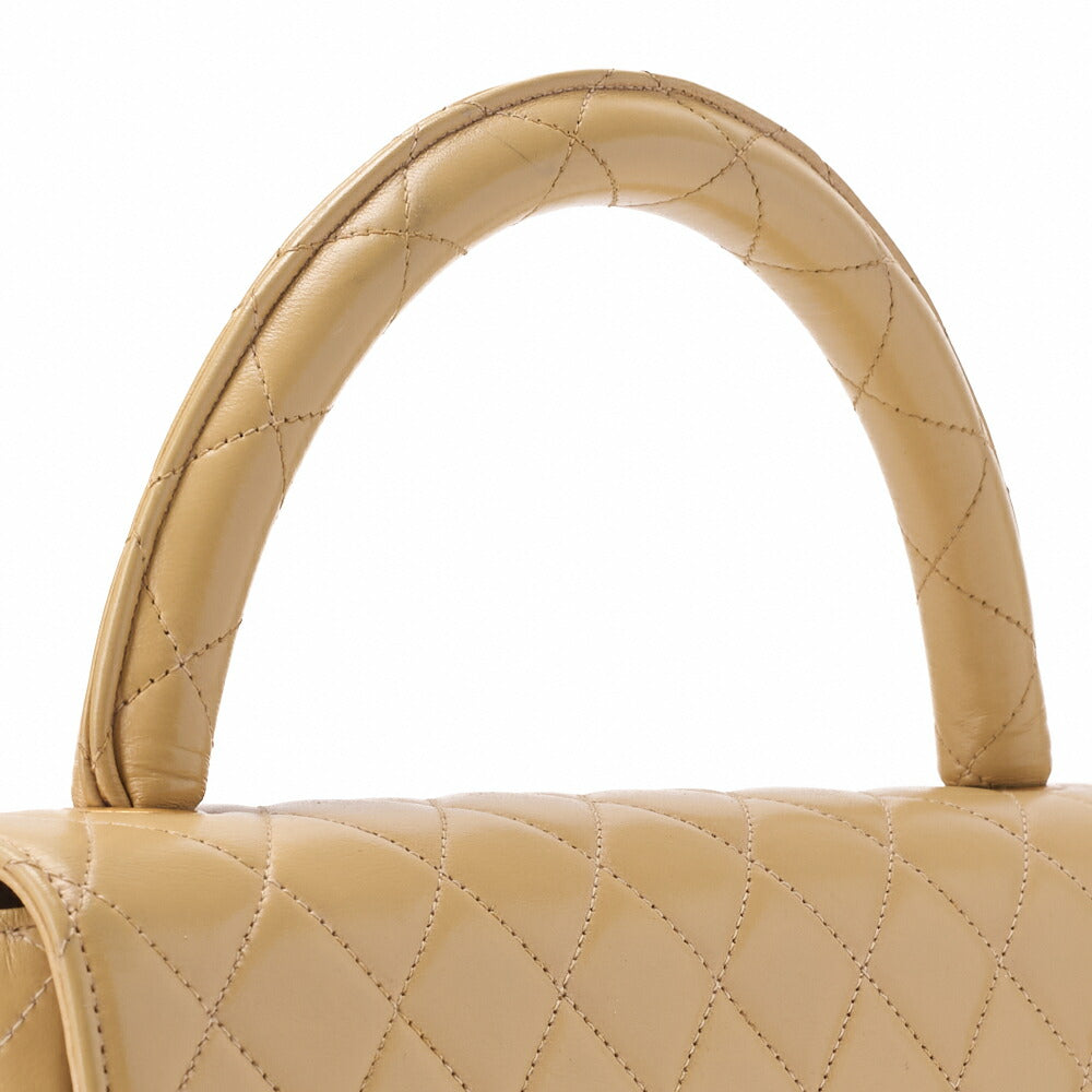 CHANEL Handbag Matelasse Coco Handle Lambskin Beige Gold-Tone Hardware Pre-Owned - Vintage La Charme