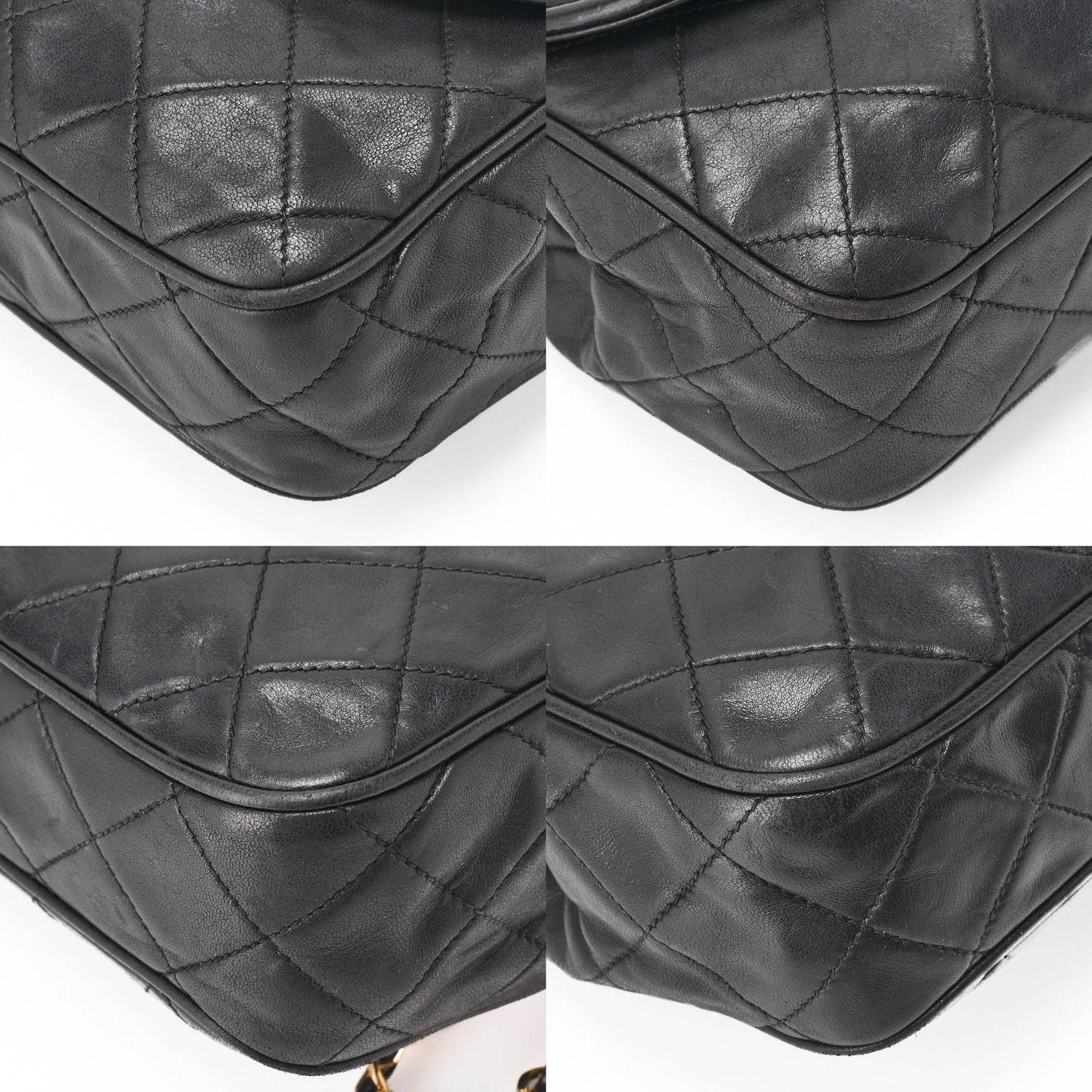 CHANEL Shoulder Bag Matelasse Outside Flap Fringe Chain Shoulder Lambskin Black Gold-Tone Hardware Pre-Owned - Vintage La Charme