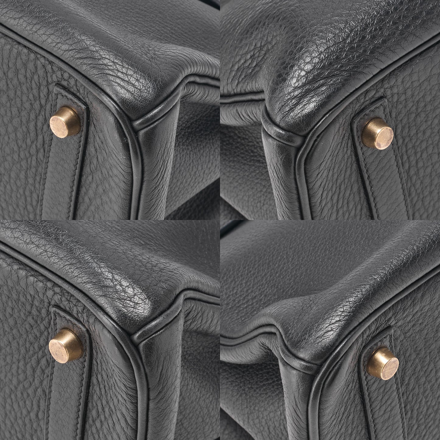HERMES Birkin 30 Handbag Tryon Clemence Black Gold-Tone Hardware Pre-Owned - Vintage La Charme