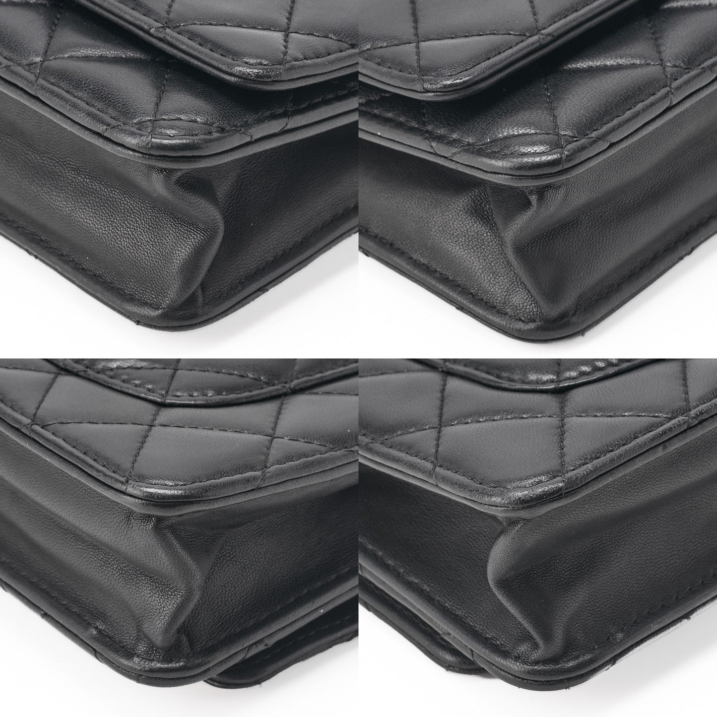 Chanel Chain Wallet Matelasse Lambskin Black Gold-Tone Hardware Pre-Owned - Vintage La Charme