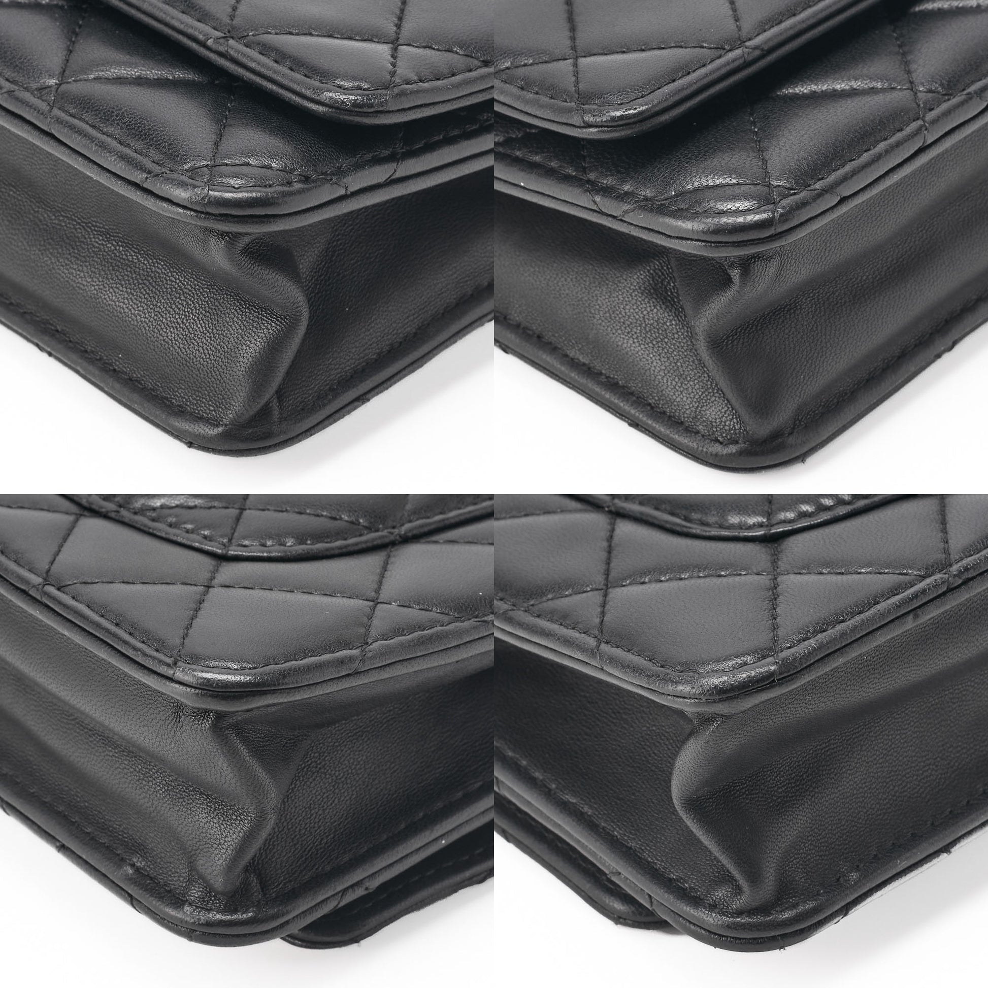 Chanel Chain Wallet Matelasse Lambskin Black Gold-Tone Hardware Pre-Owned - Vintage La Charme