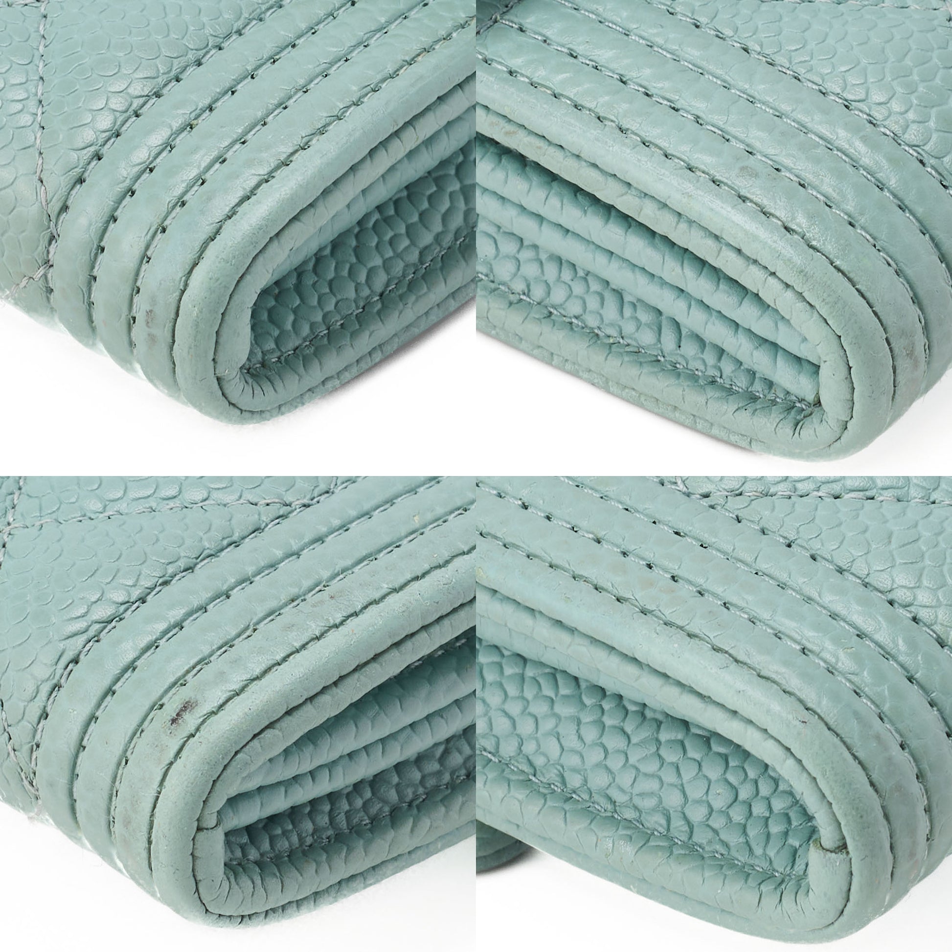 CHANEL Boy Chanel Matelasse Bi-Fold Long Wallet Caviar Skin Mint Green Gold-Tone Hardware Pre-Owned - Vintage La Charme