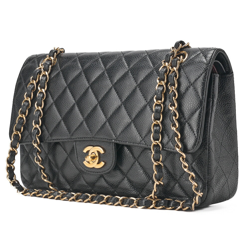 CHANEL Shoulder Bag, Matelasse Turn Lock Double Flap, Caviar Skin, Black, Gold-Tone Hardware, Pre-Owned - Vintage La Charme
