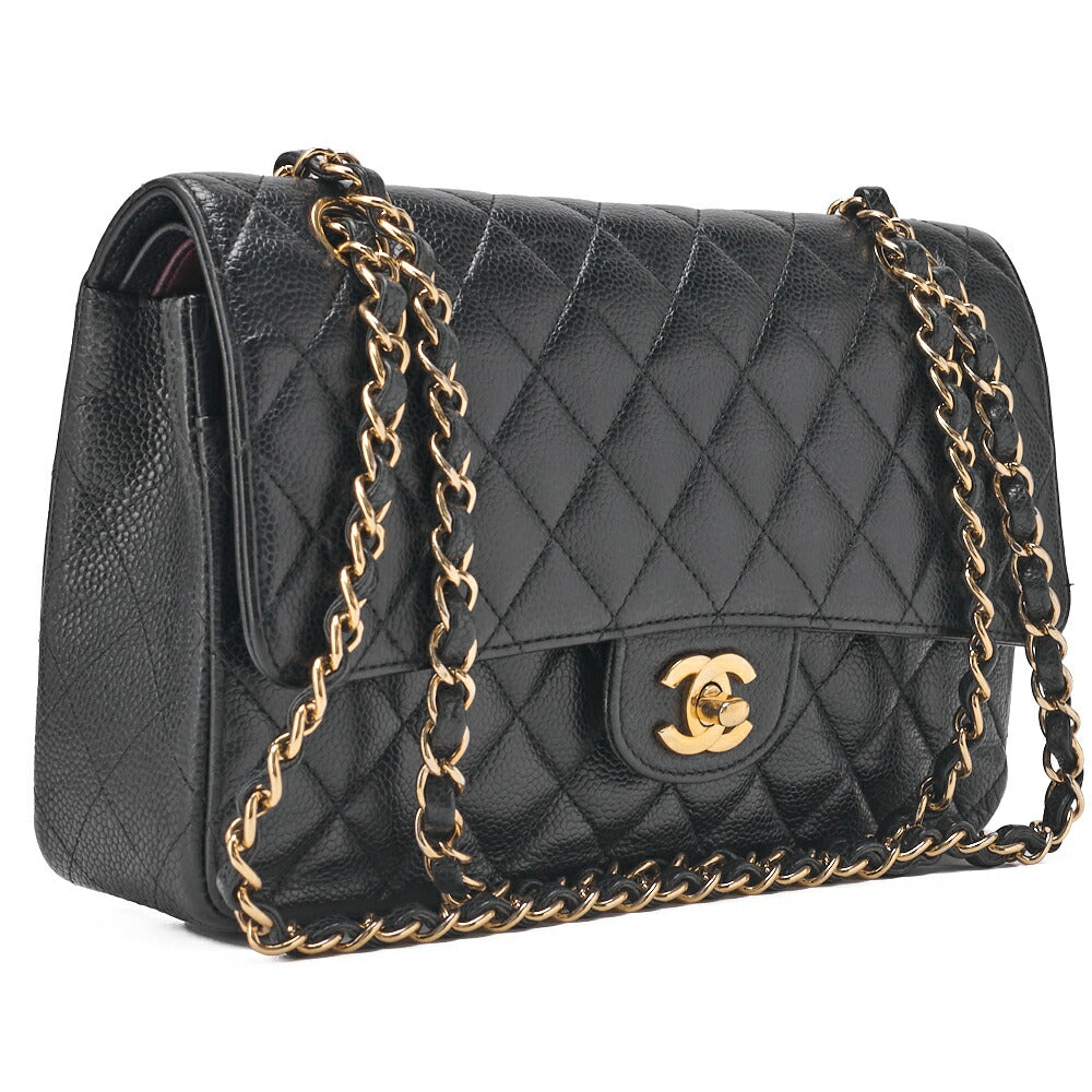 CHANEL Shoulder Bag, Matelasse Turn Lock Double Flap, Caviar Skin, Black, Gold-Tone Hardware, Pre-Owned - Vintage La Charme