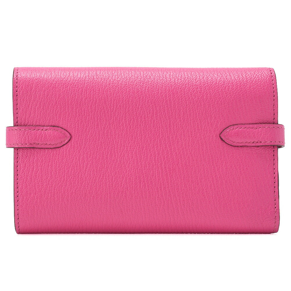 HERMES Kelly Wallet Two-Fold Long Wallet Medium Chevrum Mizol Rose Tyrien Silver-Tone Hardware Pre-Owned - Vintage La Charme