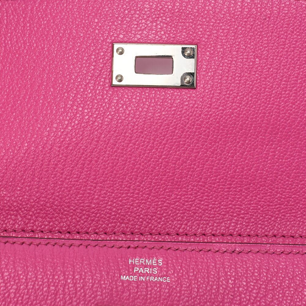 HERMES Kelly Wallet Two-Fold Long Wallet Medium Chevrum Mizol Rose Tyrien Silver-Tone Hardware Pre-Owned - Vintage La Charme