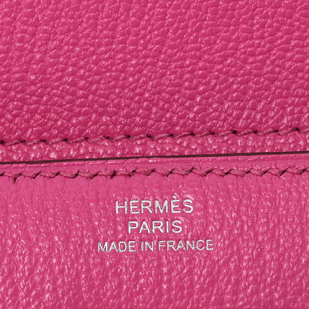 HERMES Kelly Wallet Two-Fold Long Wallet Medium Chevrum Mizol Rose Tyrien Silver-Tone Hardware Pre-Owned - Vintage La Charme