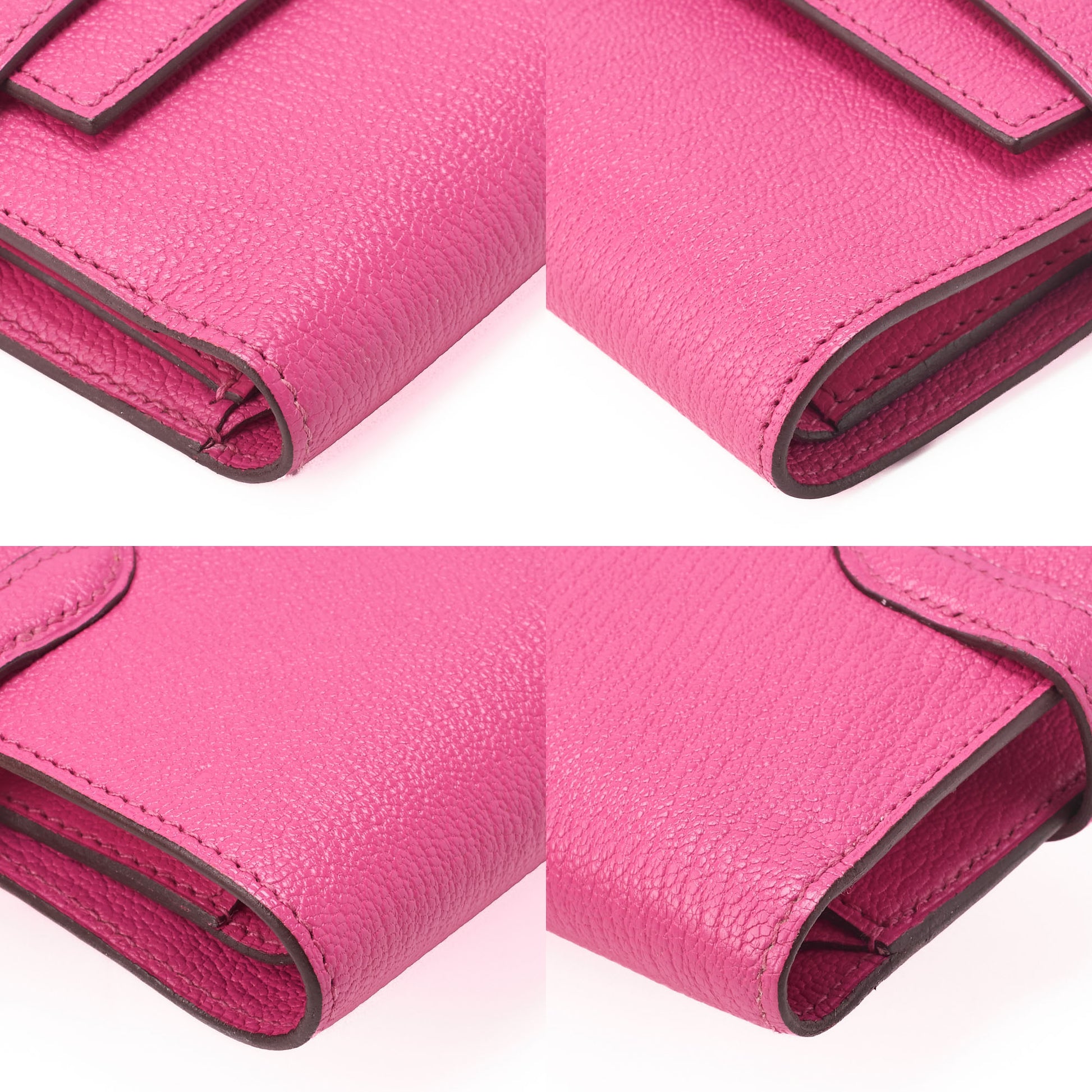 HERMES Kelly Wallet Two-Fold Long Wallet Medium Chevrum Mizol Rose Tyrien Silver-Tone Hardware Pre-Owned - Vintage La Charme