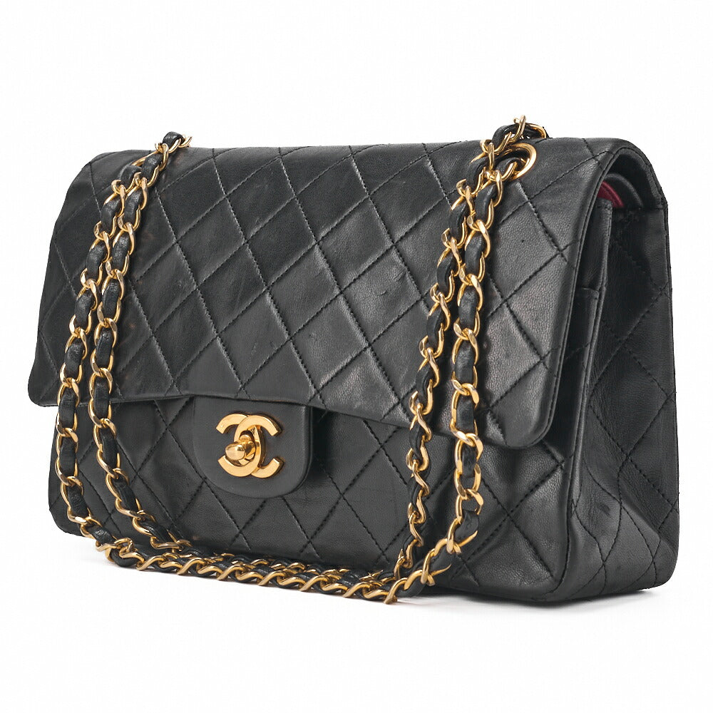 CHANEL Chain Shoulder Bag Matelasse Lambskin Black Gold-Tone Hardware Pre-Owned - Vintage La Charme