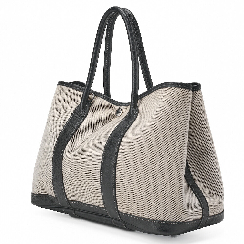 HERMES Garden Party TPM Tote Bag Toile Offiche Black Silver-Tone Hardware Pre-Owned - Vintage La Charme