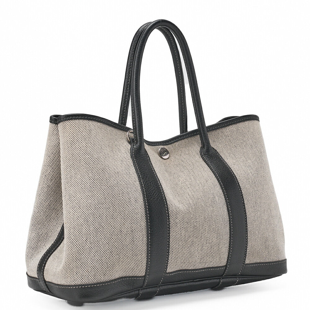 HERMES Garden Party TPM Tote Bag Toile Offiche Black Silver-Tone Hardware Pre-Owned - Vintage La Charme