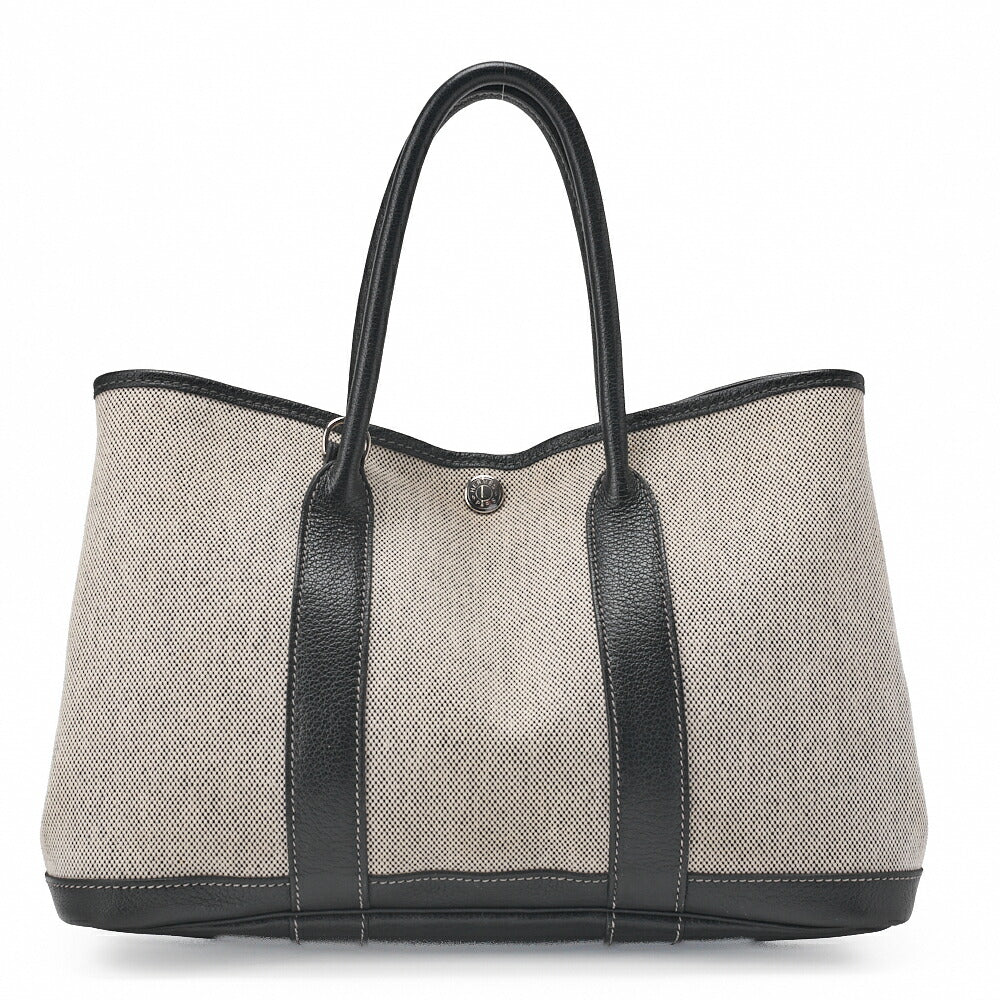 HERMES Garden Party TPM Tote Bag Toile Offiche Black Silver-Tone Hardware Pre-Owned - Vintage La Charme