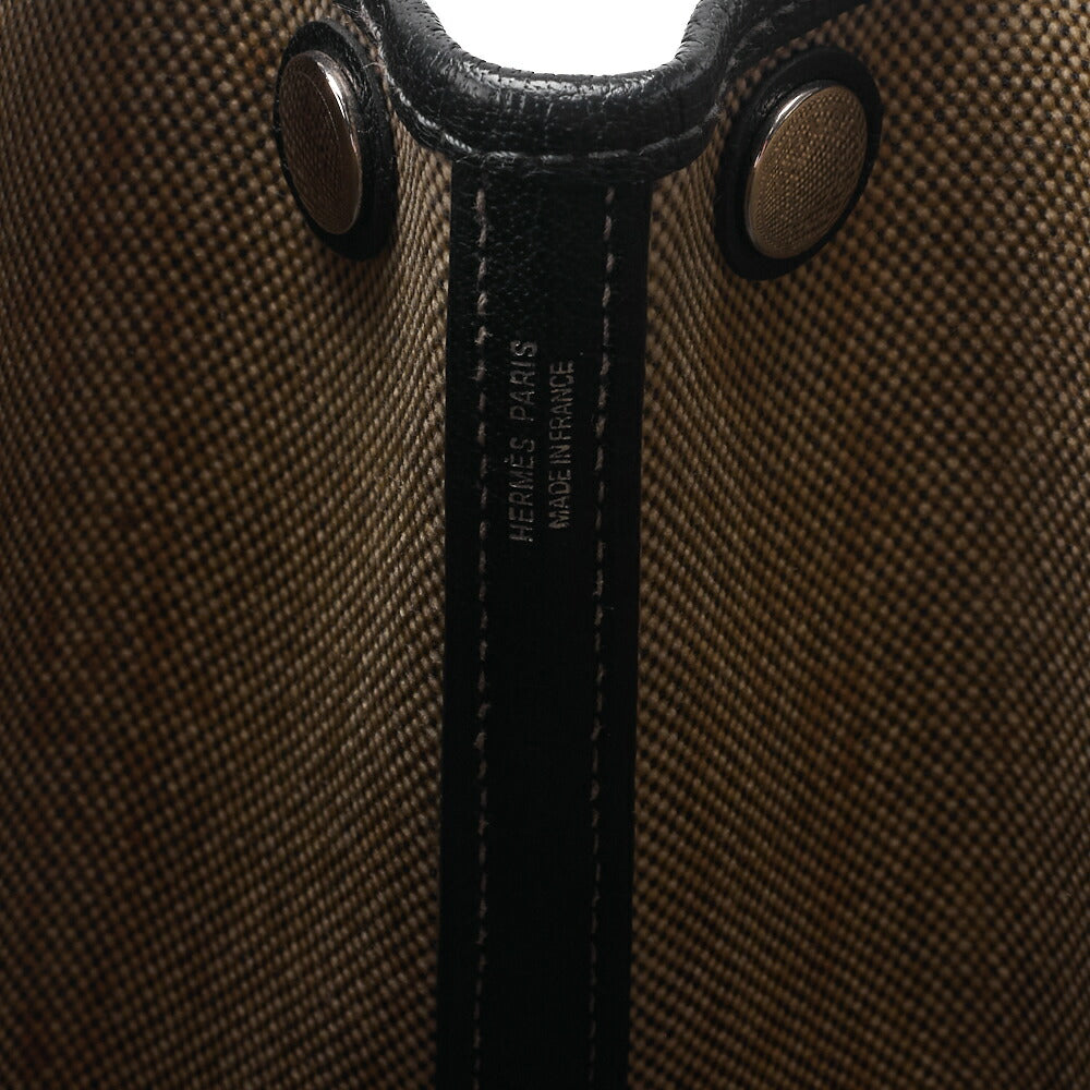 HERMES Garden Party TPM Tote Bag Toile Offiche Black Silver-Tone Hardware Pre-Owned - Vintage La Charme