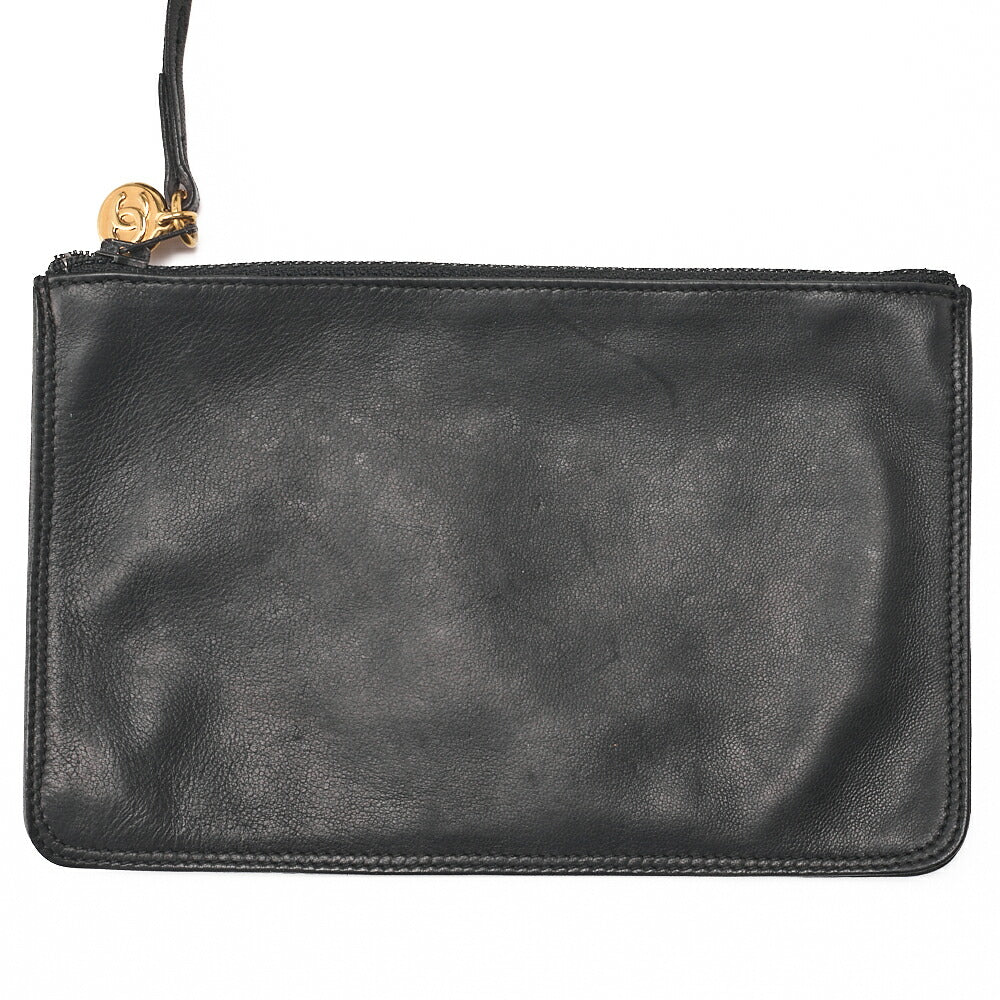 CHANEL Shoulder Bag Drawstring Type Coco Mark Lambskin Black Gold-Tone Hardware Pre-Owned - Vintage La Charme