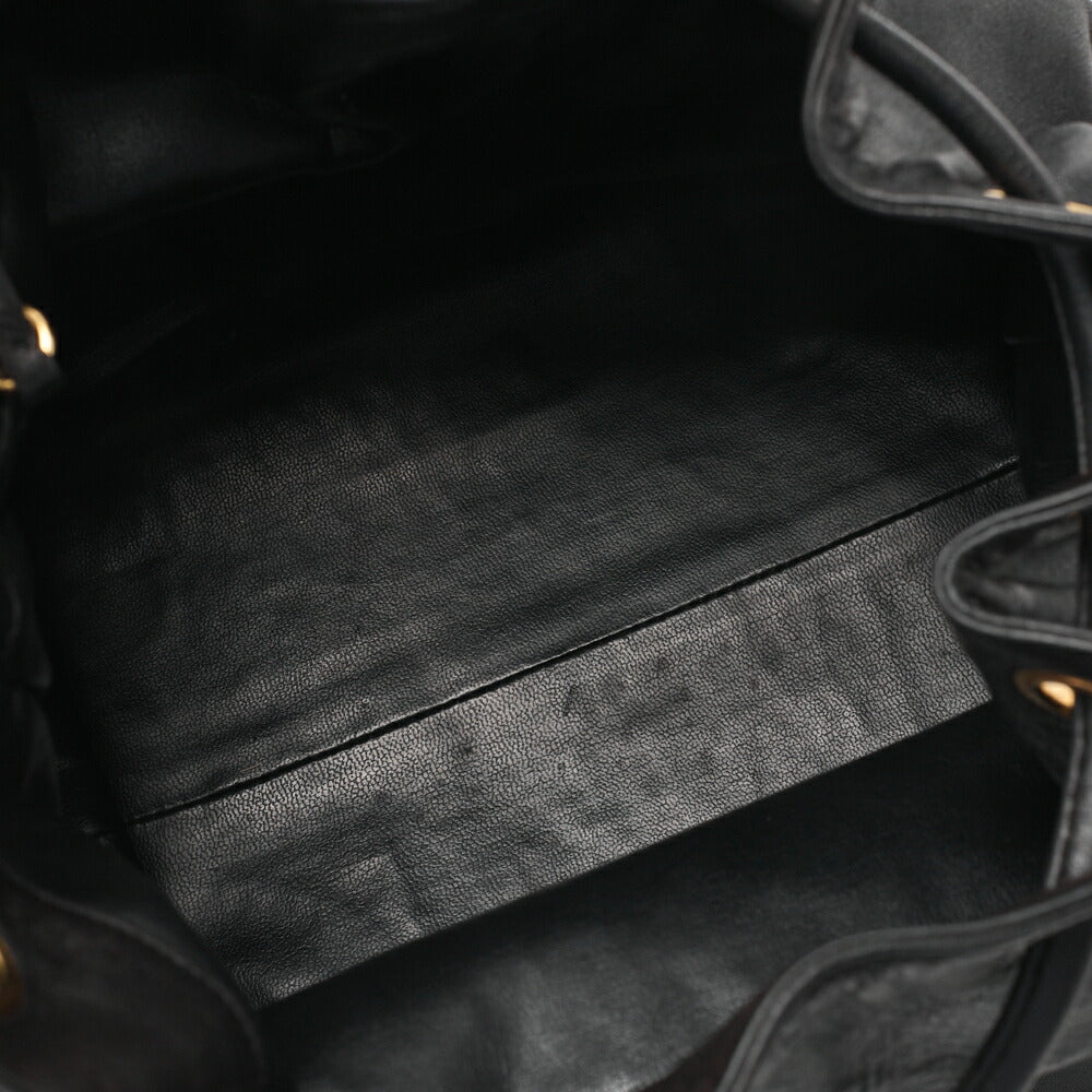 CHANEL Shoulder Bag Drawstring Type Coco Mark Lambskin Black Gold-Tone Hardware Pre-Owned - Vintage La Charme