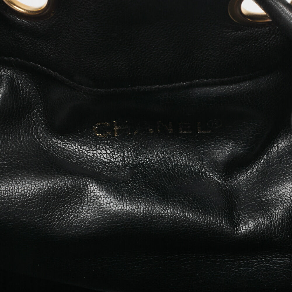 CHANEL Shoulder Bag Drawstring Type Coco Mark Lambskin Black Gold-Tone Hardware Pre-Owned - Vintage La Charme