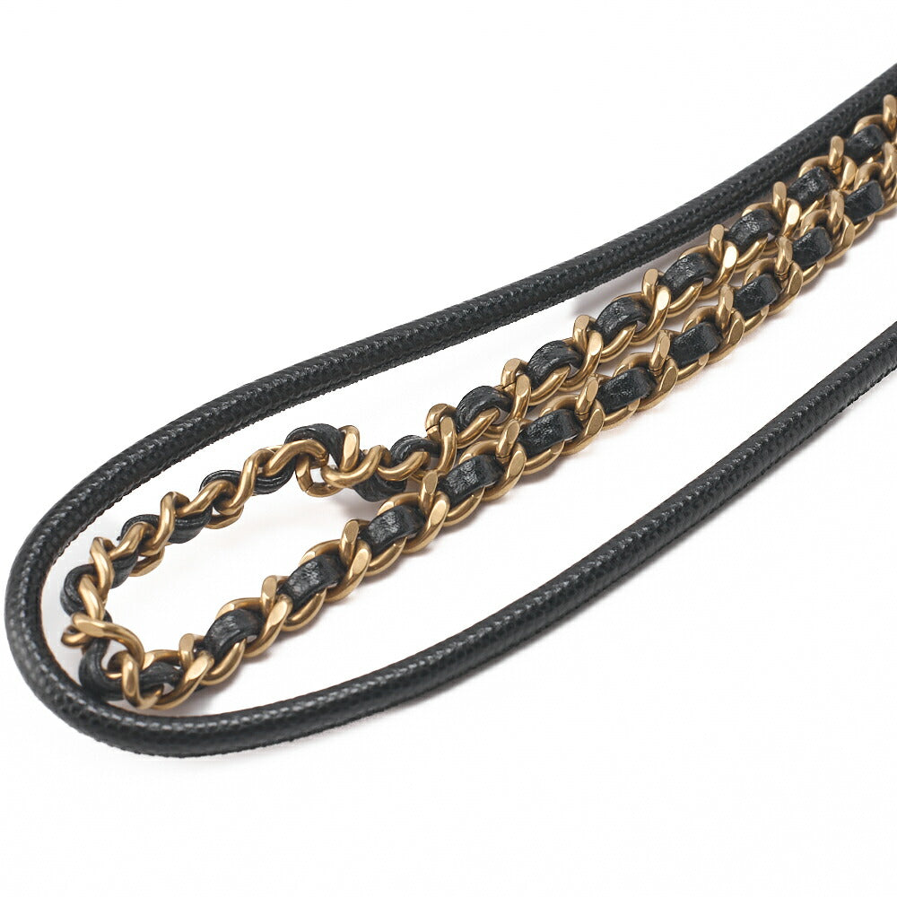 CHANEL Shoulder Bag, Matelasse, Chain Shoulder, Caviar Leather, Black, Gold-Tone Hardware, Pre-Owned - Vintage La Charme