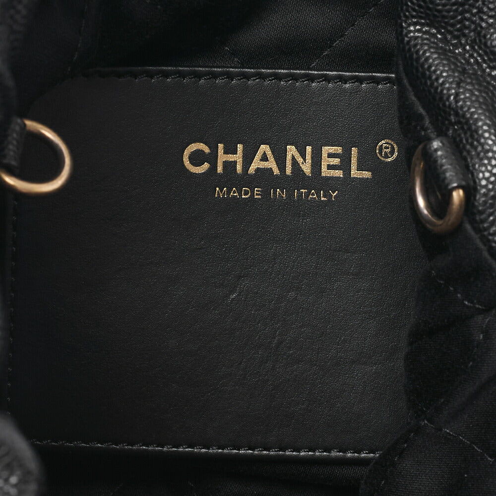 CHANEL Shoulder Bag, Matelasse, Chain Shoulder, Caviar Leather, Black, Gold-Tone Hardware, Pre-Owned - Vintage La Charme