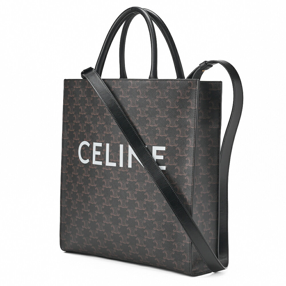 CELINE Medium Tote Bag, Triomphe Canvas, Black, Gold-Tone Hardware, Pre-Owned - Vintage La Charme