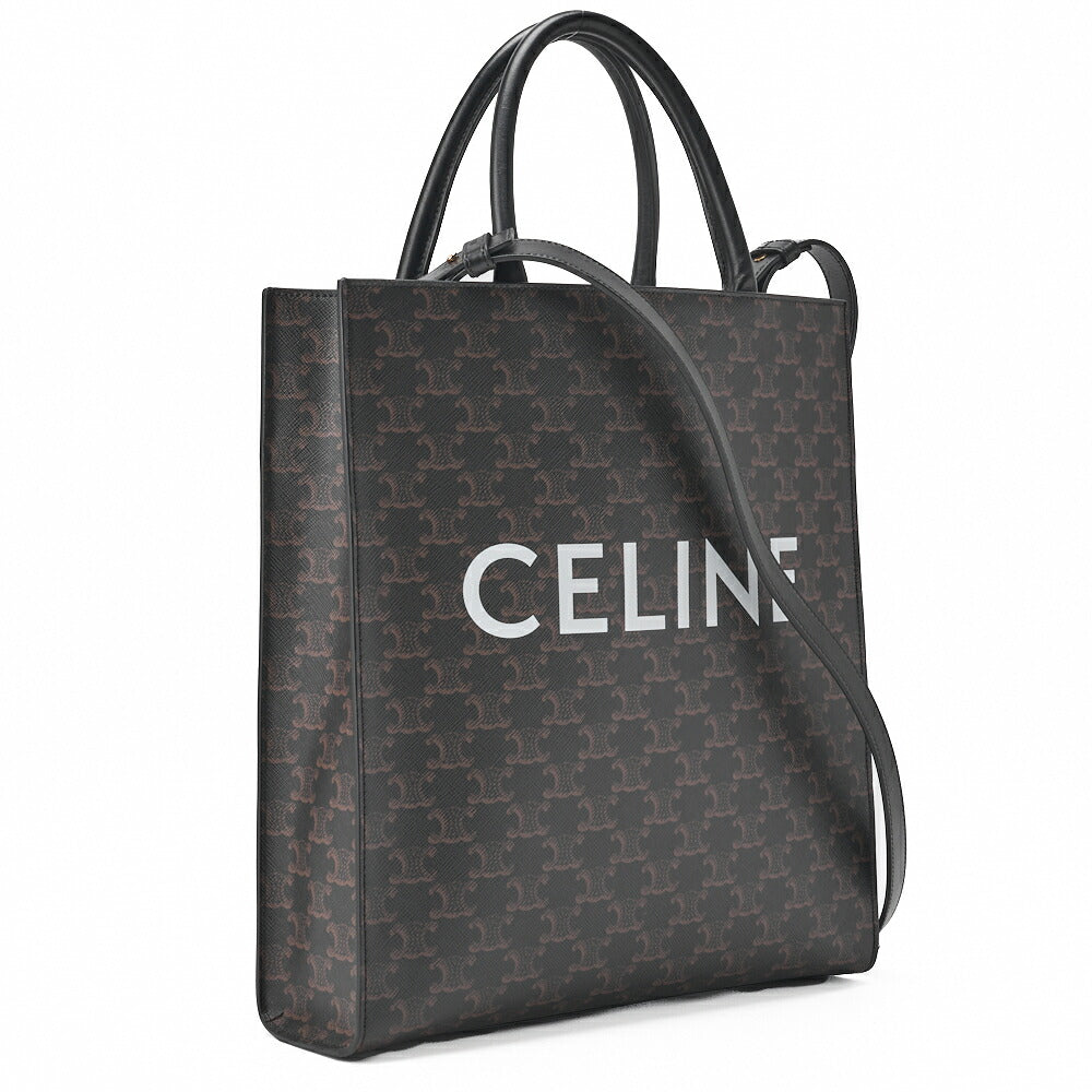 CELINE Medium Tote Bag, Triomphe Canvas, Black, Gold-Tone Hardware, Pre-Owned - Vintage La Charme