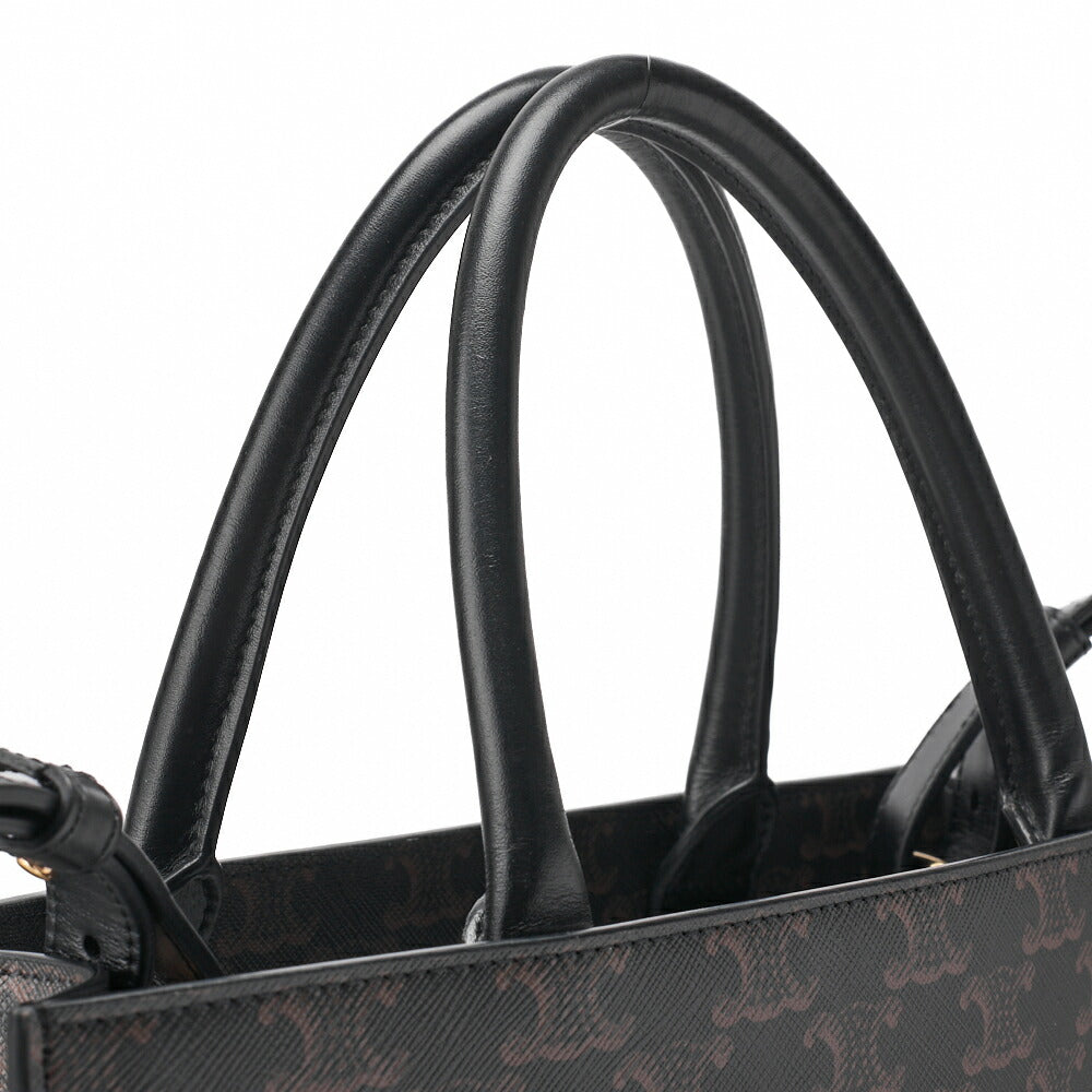 CELINE Medium Tote Bag, Triomphe Canvas, Black, Gold-Tone Hardware, Pre-Owned - Vintage La Charme