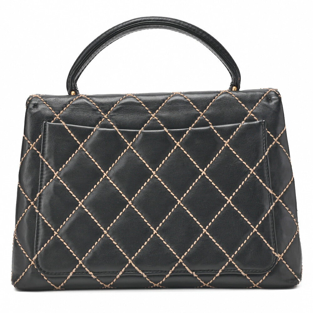 CHANEL Tote Bag, Coco Mark Wild Stitch Turn Lock, Calfskin, Black, Gold-Tone Hardware, Pre-Owned - Vintage La Charme