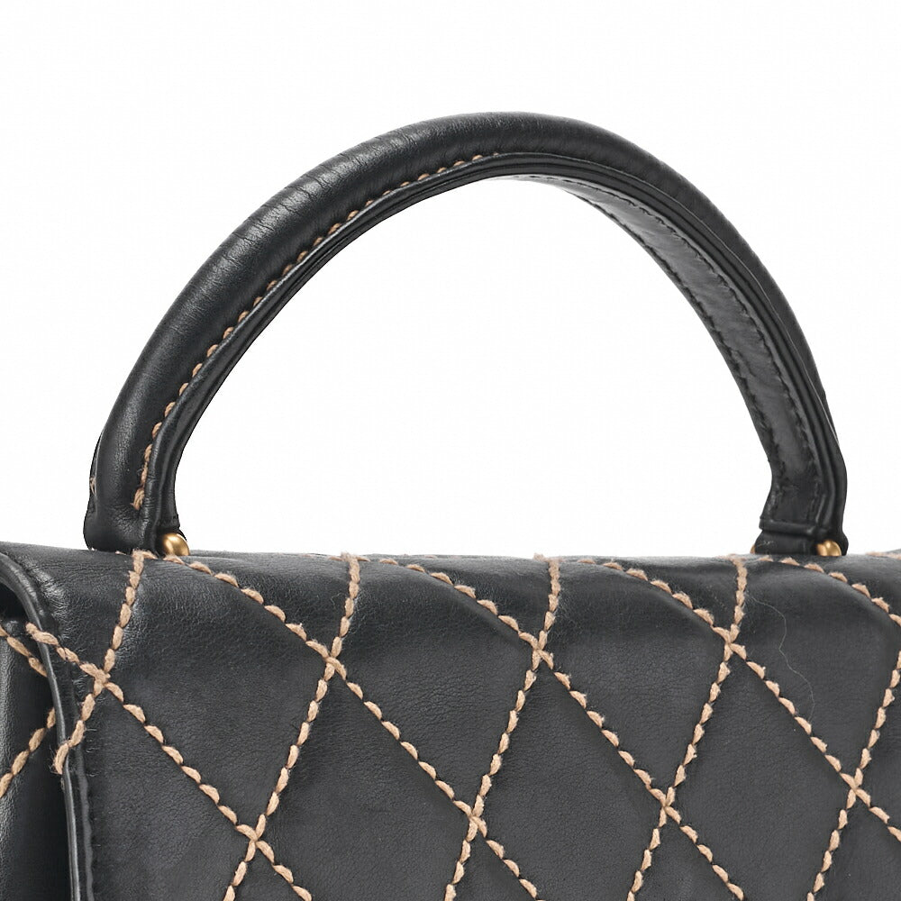 CHANEL Tote Bag, Coco Mark Wild Stitch Turn Lock, Calfskin, Black, Gold-Tone Hardware, Pre-Owned - Vintage La Charme