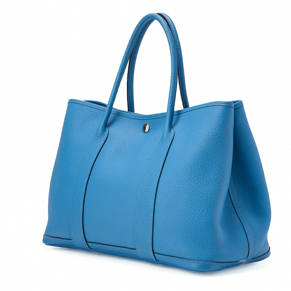 HERMES Garden Party PM Tote Bag, Negonda Leather, Turquoise, Silver-Tone Hardware, Pre-Owned - Vintage La Charme