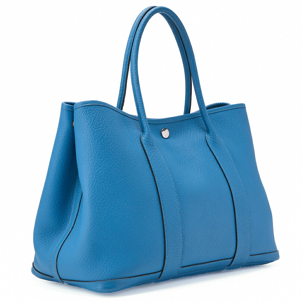 HERMES Garden Party PM Tote Bag, Negonda Leather, Turquoise, Silver-Tone Hardware, Pre-Owned - Vintage La Charme