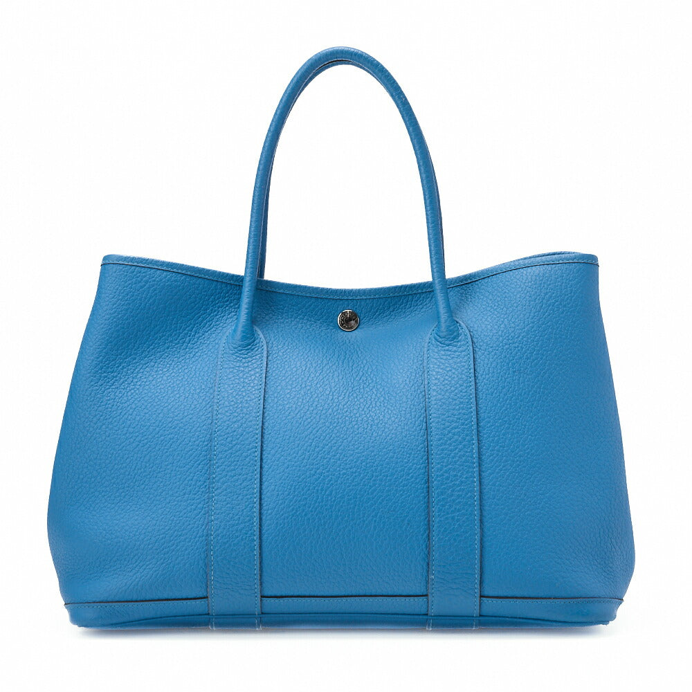 HERMES Garden Party PM Tote Bag, Negonda Leather, Turquoise, Silver-Tone Hardware, Pre-Owned - Vintage La Charme