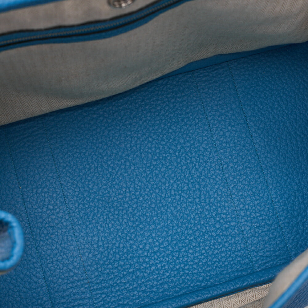 HERMES Garden Party PM Tote Bag, Negonda Leather, Turquoise, Silver-Tone Hardware, Pre-Owned - Vintage La Charme