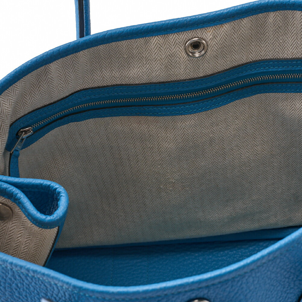 HERMES Garden Party PM Tote Bag, Negonda Leather, Turquoise, Silver-Tone Hardware, Pre-Owned - Vintage La Charme