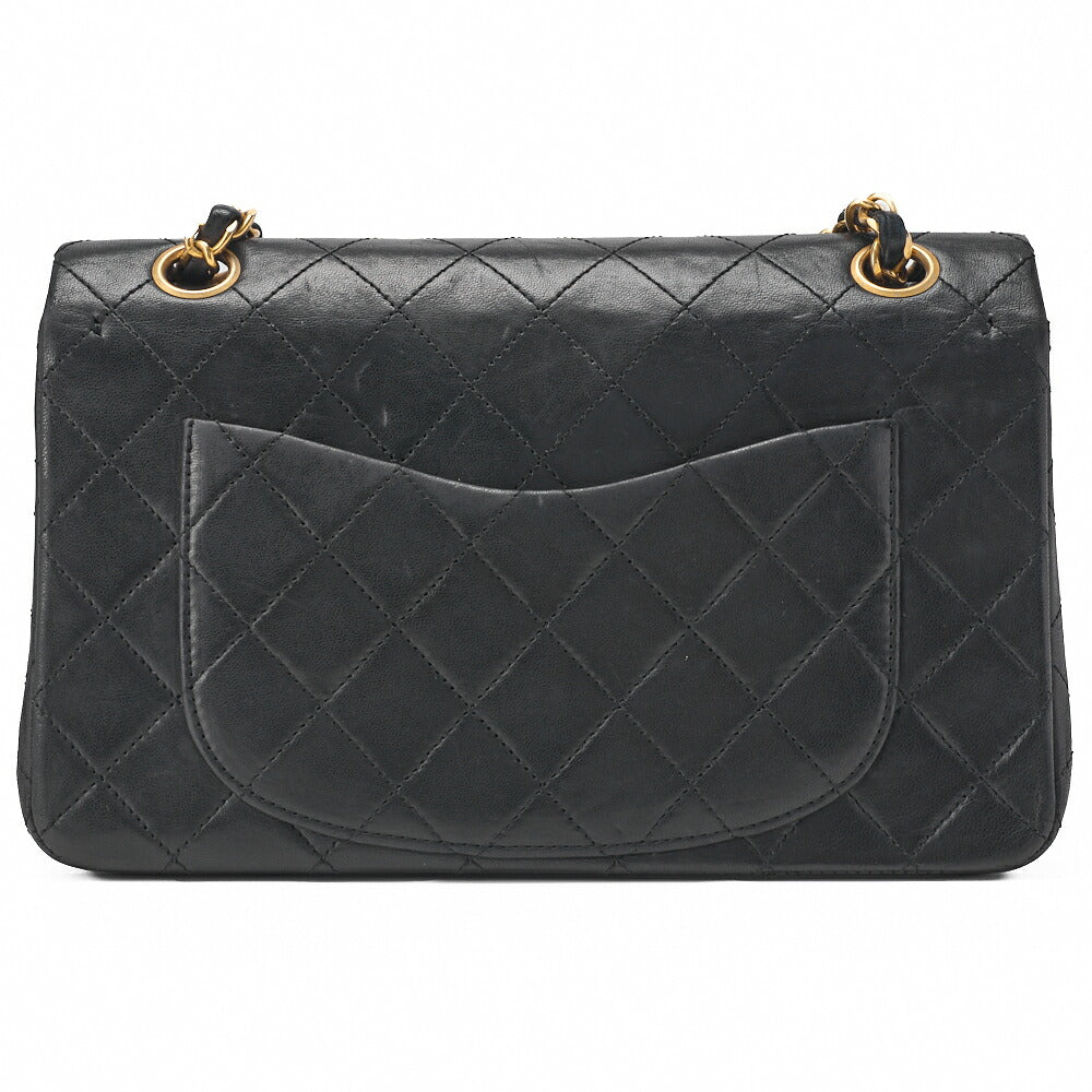 CHANEL Shoulder Bag Matelasse Double Flap Chain Lambskin Black Gold-Tone Hardware Pre-Owned - Vintage La Charme