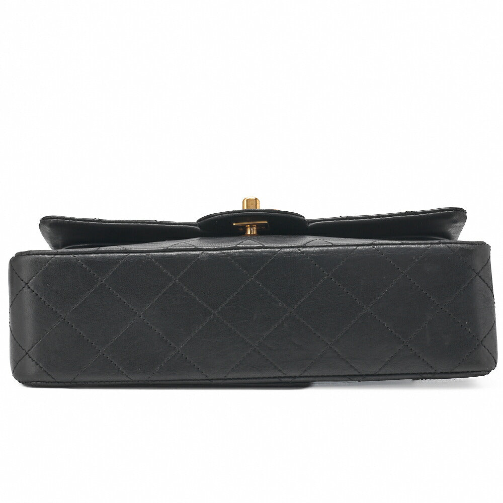 CHANEL Shoulder Bag Matelasse Double Flap Chain Lambskin Black Gold-Tone Hardware Pre-Owned - Vintage La Charme