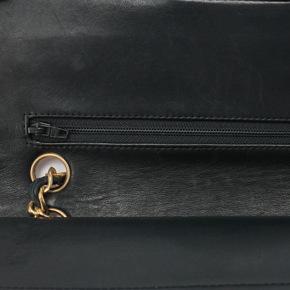 CHANEL Shoulder Bag Matelasse Double Flap Chain Lambskin Black Gold-Tone Hardware Pre-Owned - Vintage La Charme