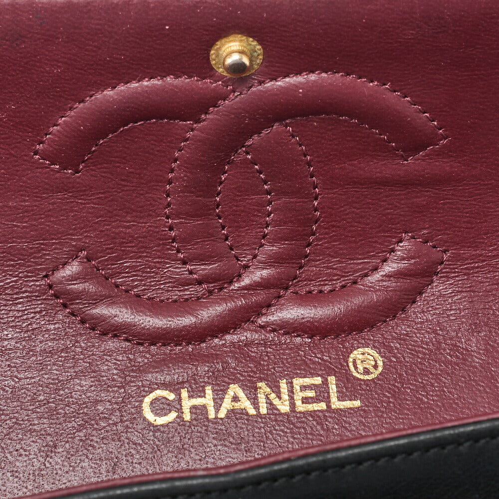 CHANEL Shoulder Bag Matelasse Double Flap Chain Lambskin Black Gold-Tone Hardware Pre-Owned - Vintage La Charme