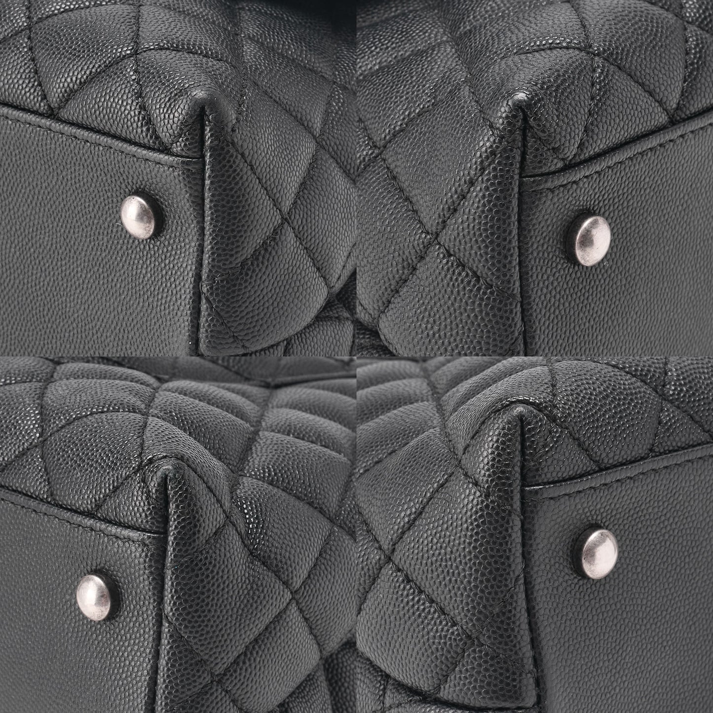 Chanel Shoulder Bag Matelasse Coco Handle 2WAY Caviar Skin Black Silver-Tone Hardware Pre-Owned - Vintage La Charme