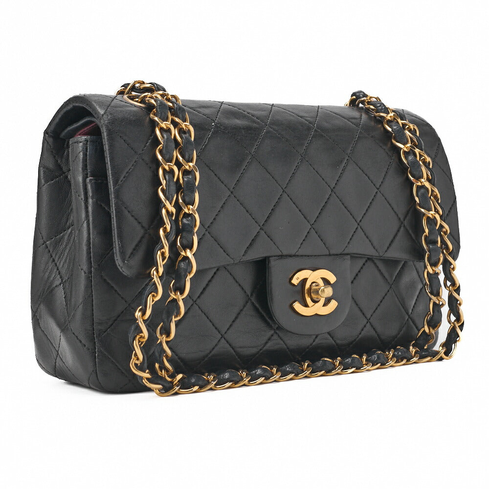 CHANEL Shoulder Bag Matelasse 23 Double Flap Chain Lambskin Black Gold-Tone Hardware Pre-Owned - Vintage La Charme