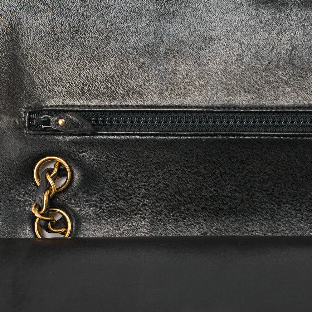 CHANEL Chain Shoulder Bag Matelasse Double Flap Lambskin Black Gold-Tone Hardware Pre-Owned - Vintage La Charme