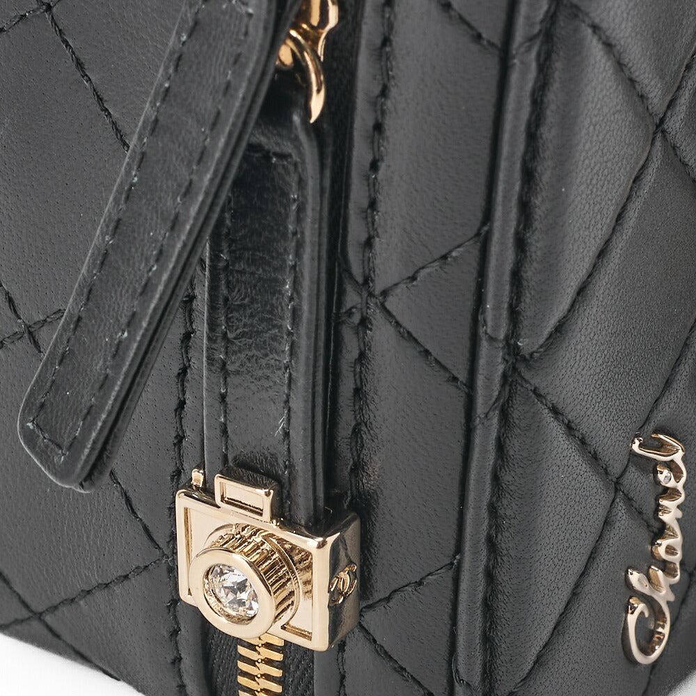 CHANEL Chain Shoulder Bag Matelasse Camera Bag Lambskin Black Gold-Tone Hardware Pre-Owned - Vintage La Charme