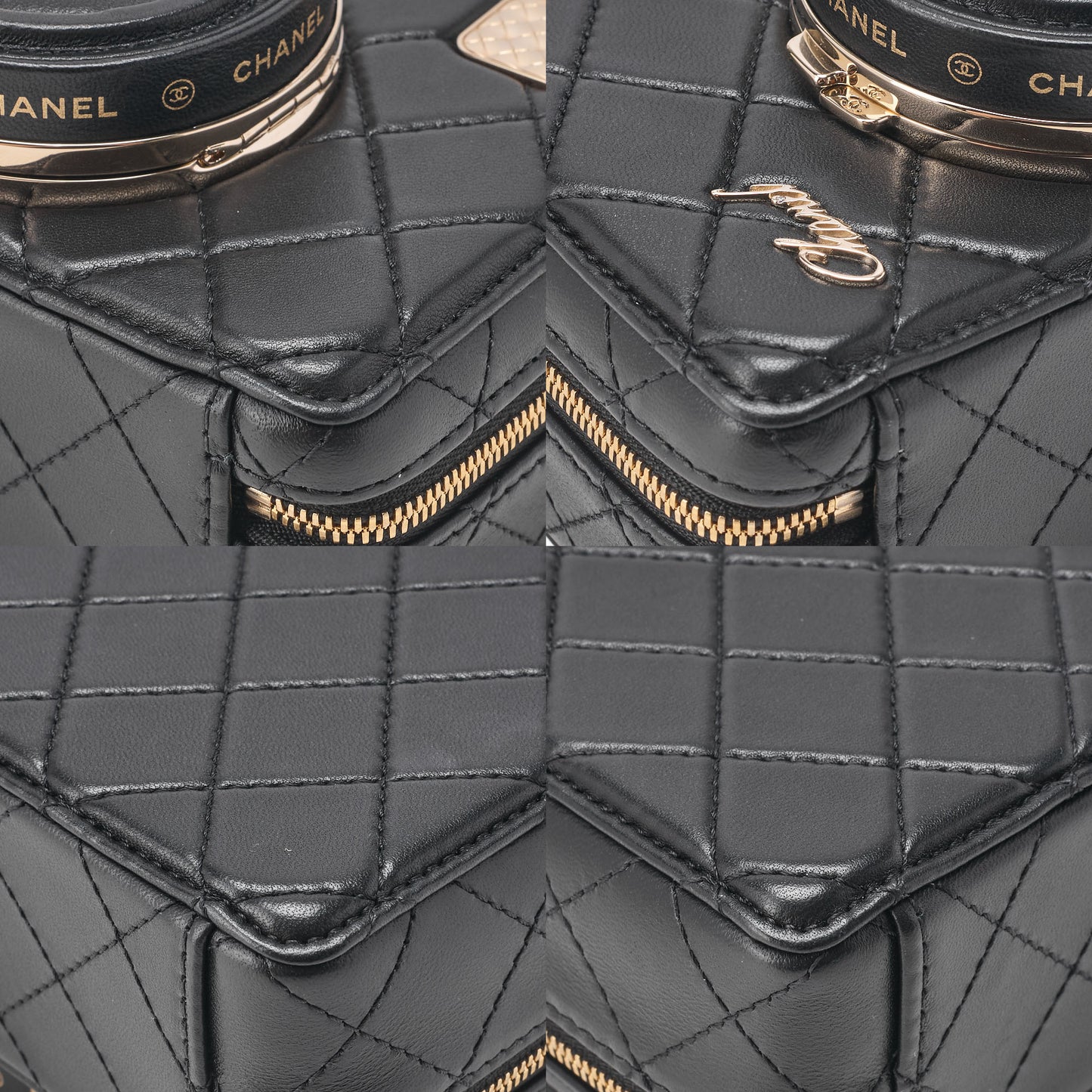 CHANEL Chain Shoulder Bag Matelasse Camera Bag Lambskin Black Gold-Tone Hardware Pre-Owned - Vintage La Charme